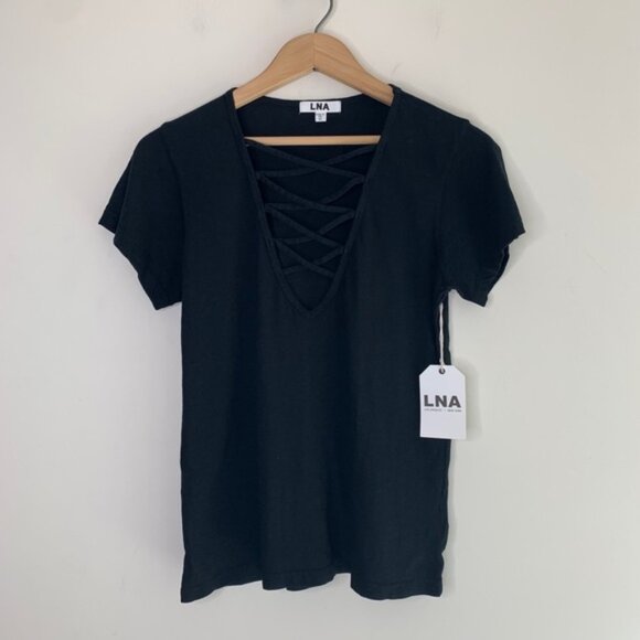 Revolve LNA Kontrol Kross Tee T-Shirt Short Sleeve Straps Black Lace up Small - Picture 7 of 14